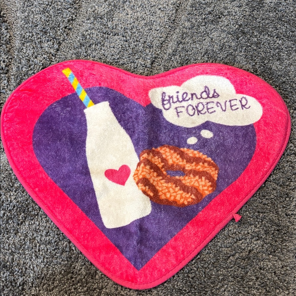 Heart-Shaped Friends Forever girl scout Rug pink samoa cookies